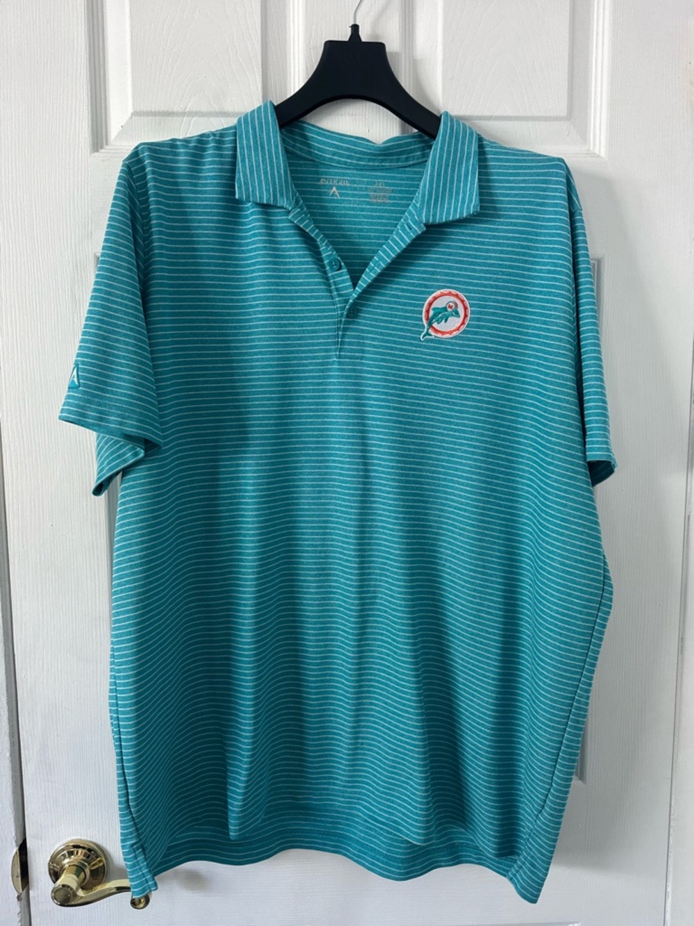 Miami Dolphins Men's Teal Striped Polo Shirt